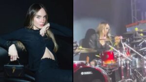 Belinda sufre lesión tras tocar la batería en uno de sus conciertos: “Lo único que me faltaba”