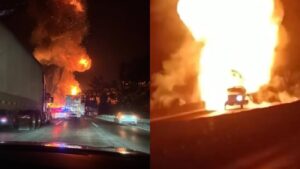 Pipa cargada con gas LP explota en carretera México-Querétaro