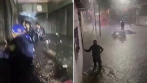 Policías rescatan a personas atrapadas por las intensas lluvias en CdMx