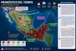 Pronostican temperaturas vespertinas calurosas a muy calurosas en la mayor parte de México
