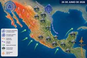 Pronostican lluvias puntuales fuertes en el sur del país y la península de Yucatán