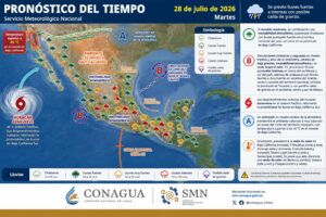 La onda tropical 21 propiciará lluvias intensas en zonas del occidente y sur del país
